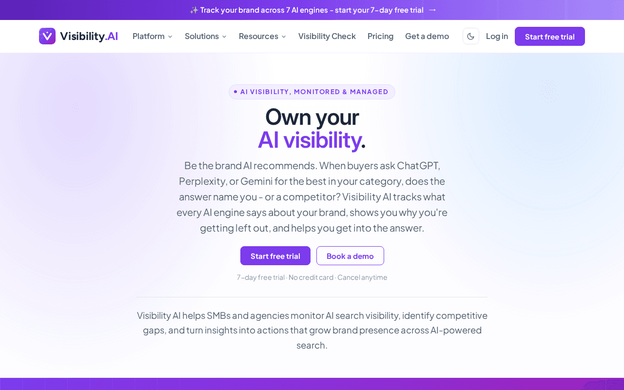 Screenshot of visibility.ai