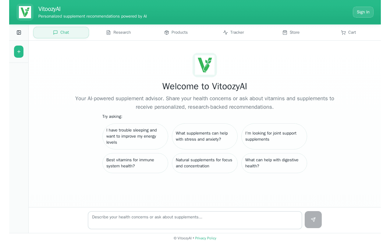 Screenshot of vitoozy.ai