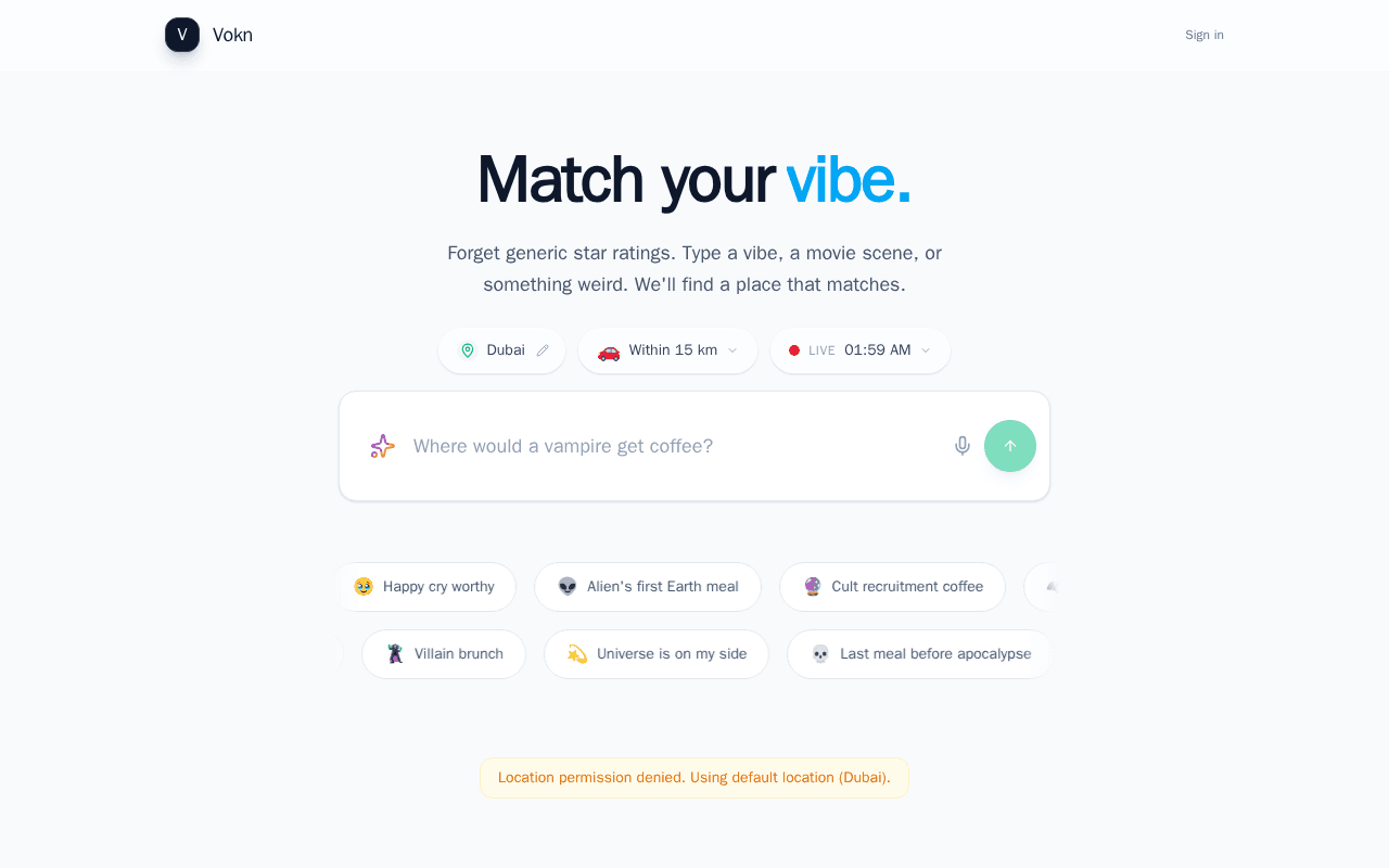 Screenshot of vokn.ai
