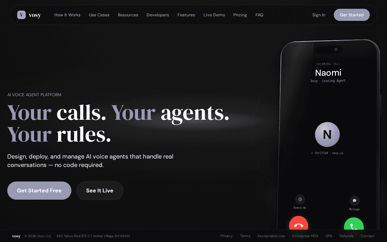Screenshot of vosy.ai