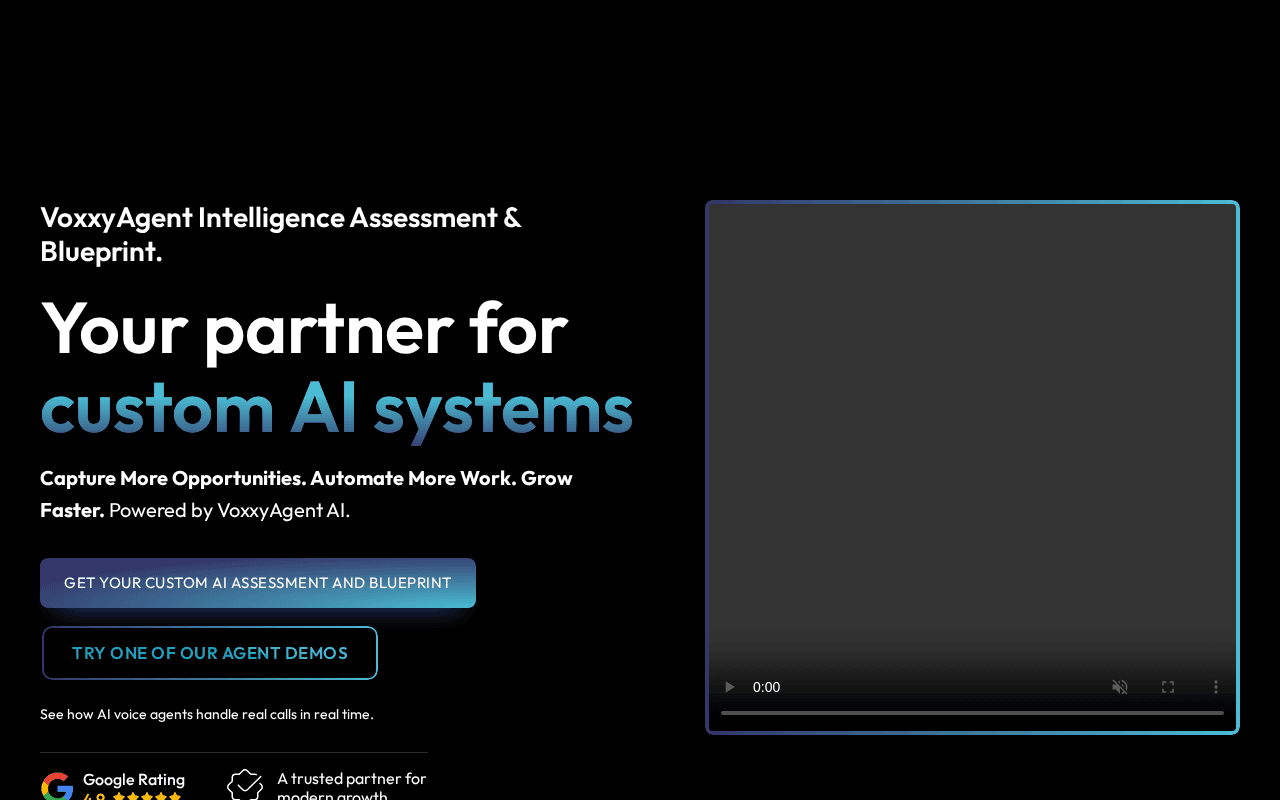 Screenshot of voxxyagent.ai
