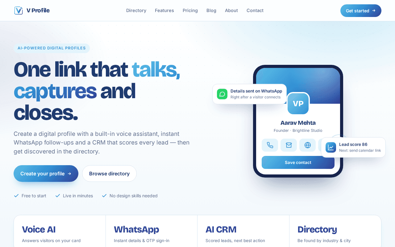 Screenshot of vprofile.ai