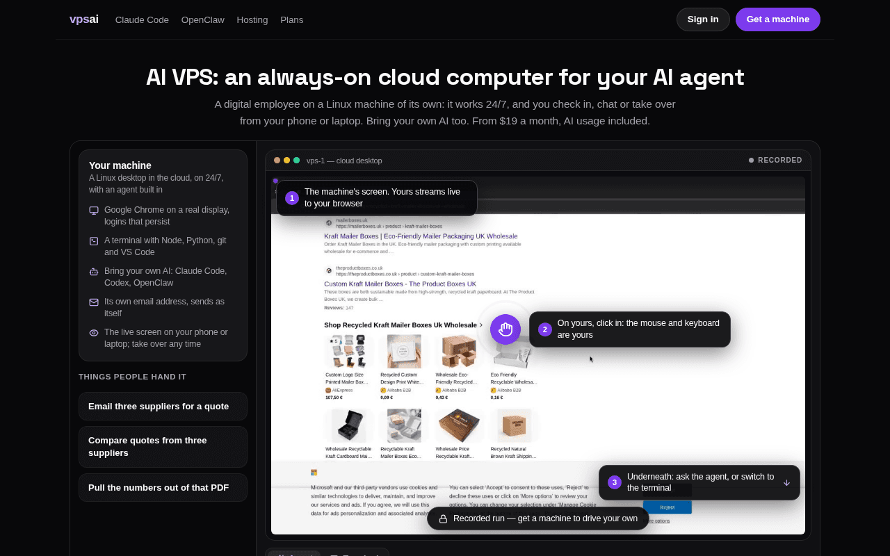 Screenshot of vpsai.ai
