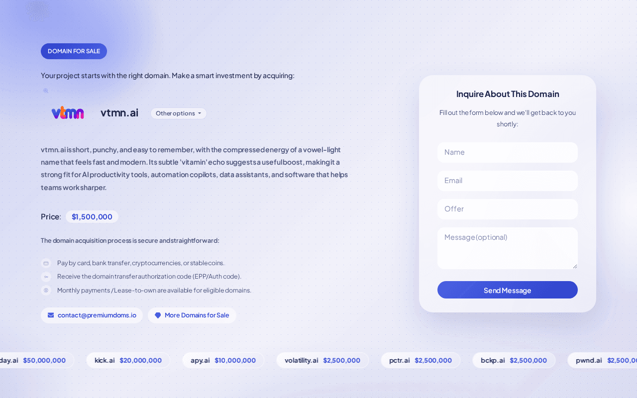 Screenshot of vtmn.ai