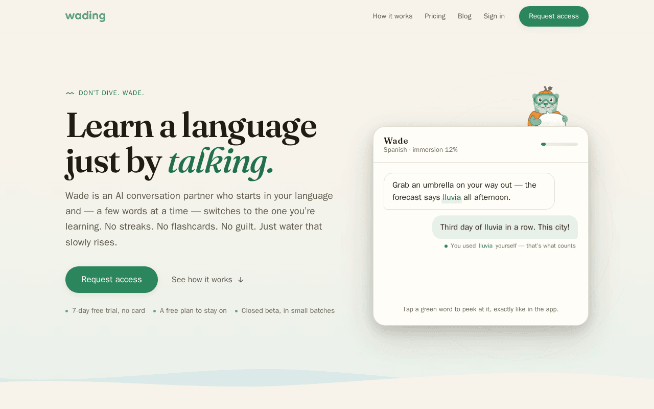 Screenshot of wading.ai