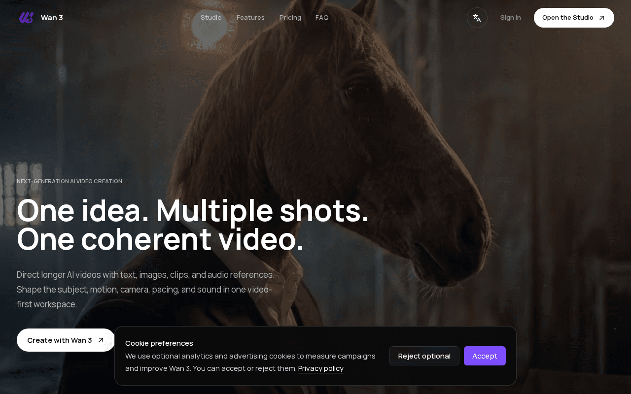 Screenshot of wan3.ai