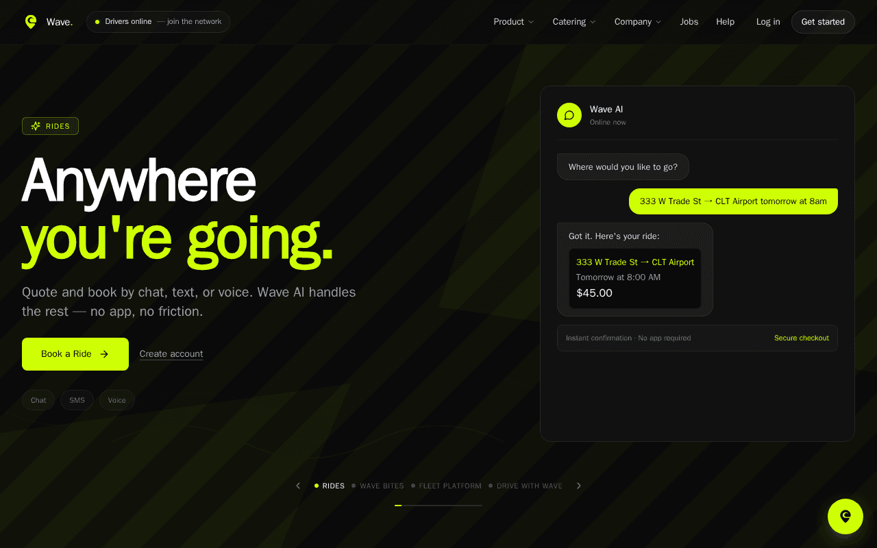 Screenshot of waveride.ai