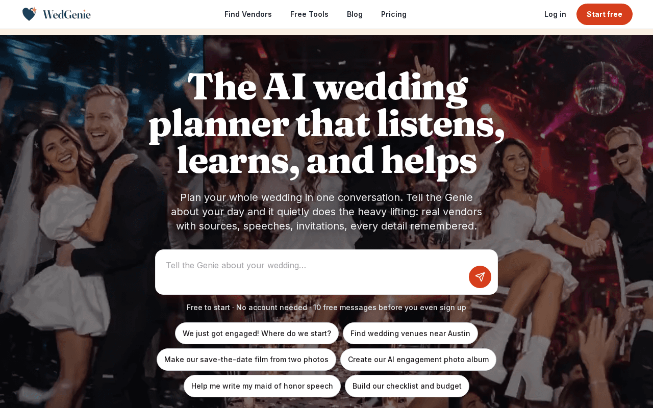 Screenshot of wedgenie.ai