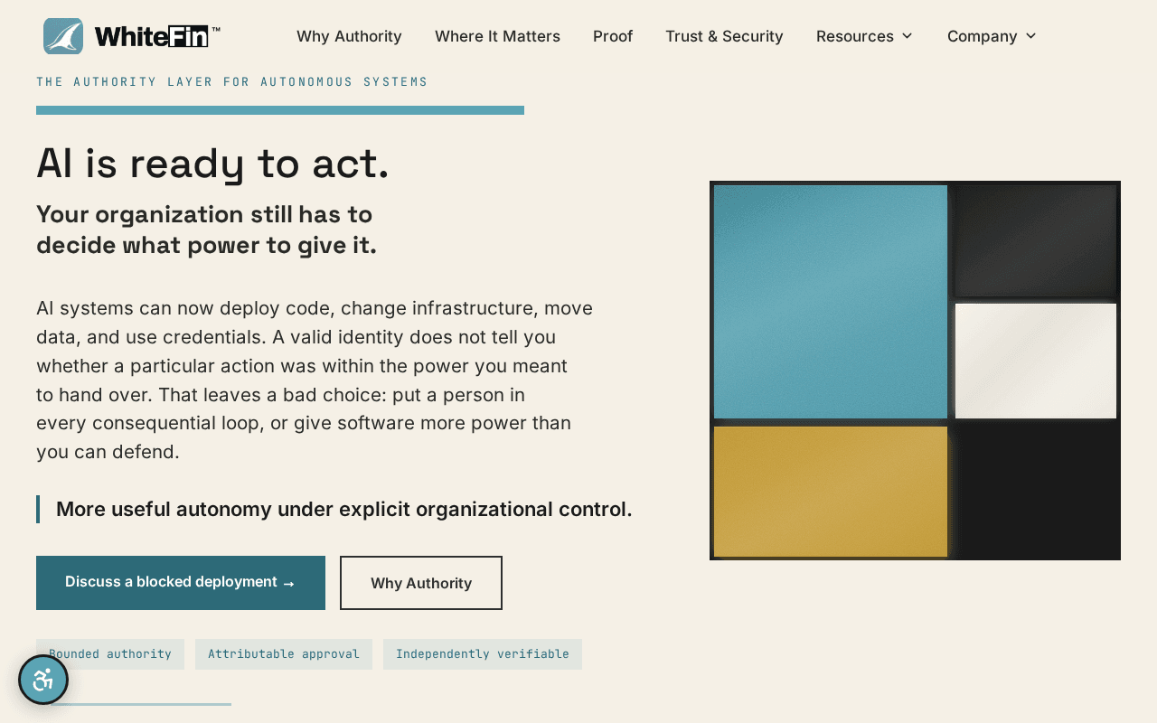 Screenshot of whitefin.ai
