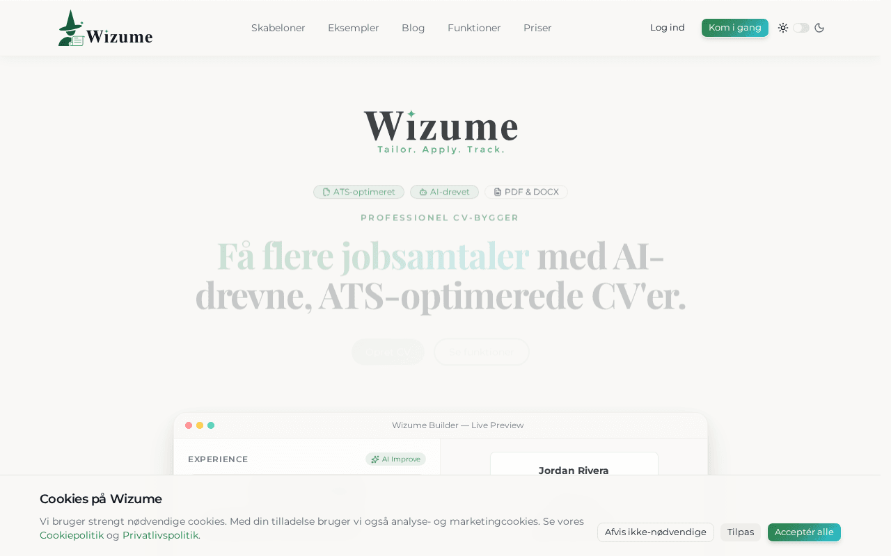 Screenshot of wizume.ai