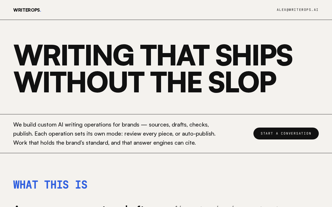 Screenshot of writerops.ai