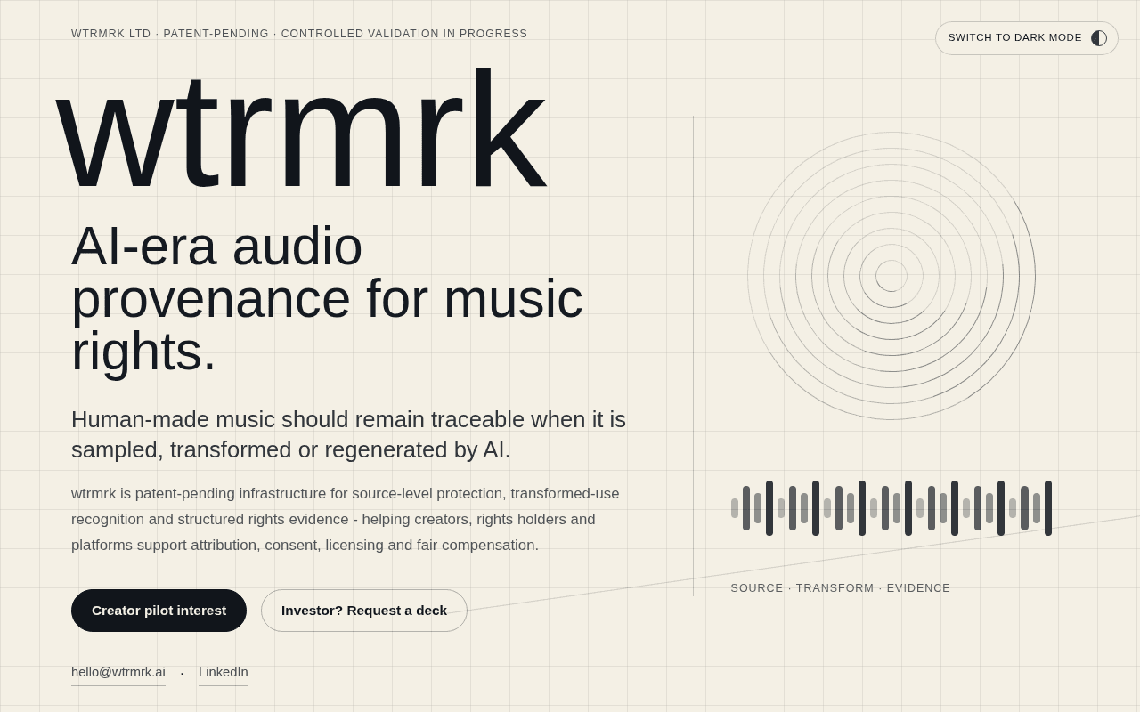 Screenshot of wtrmrk.ai