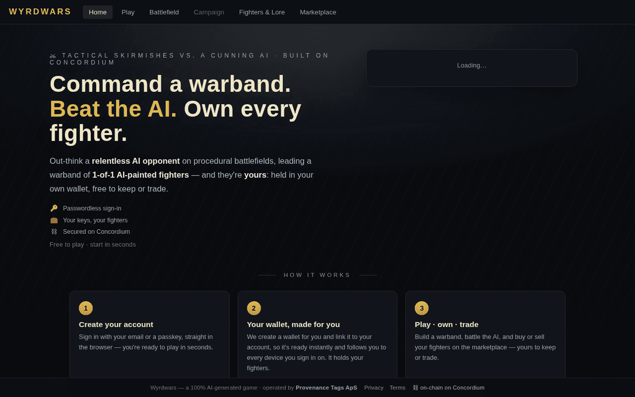 Screenshot of wyrdwars.ai