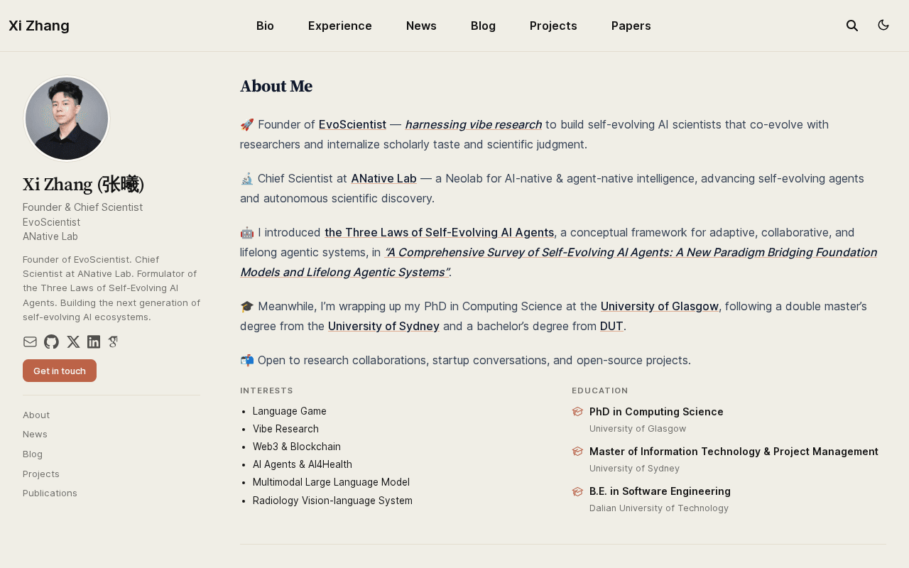 Screenshot of xizhang.ai