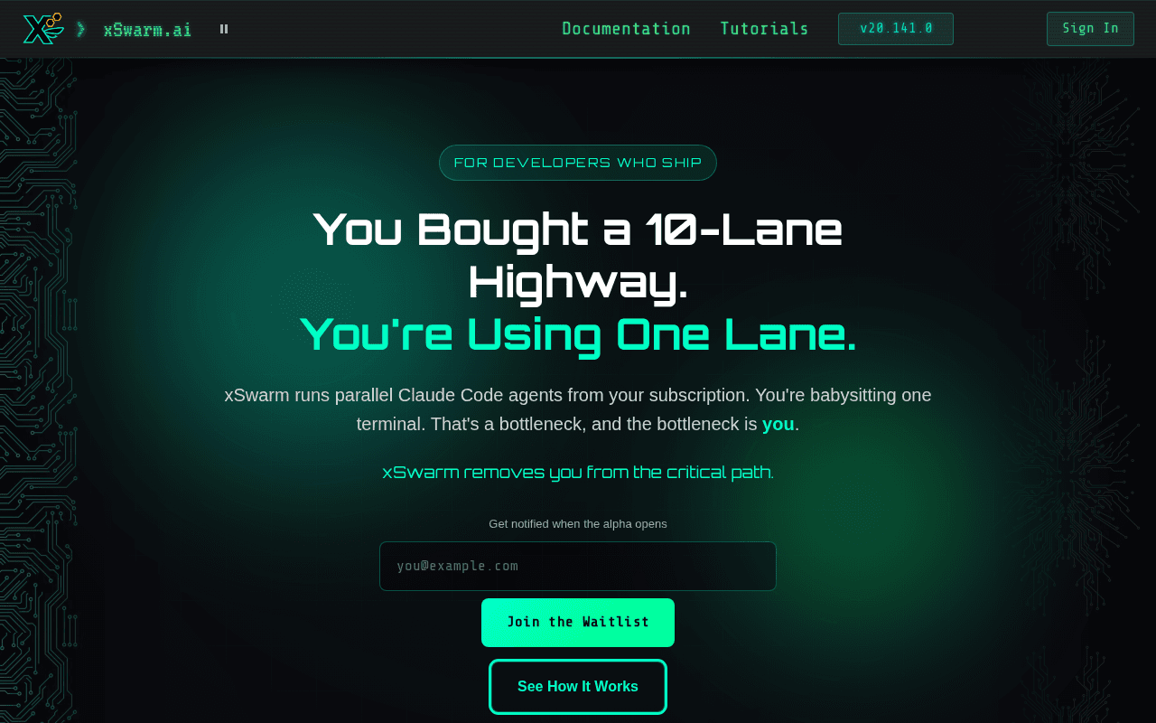 Screenshot of xswarm.ai