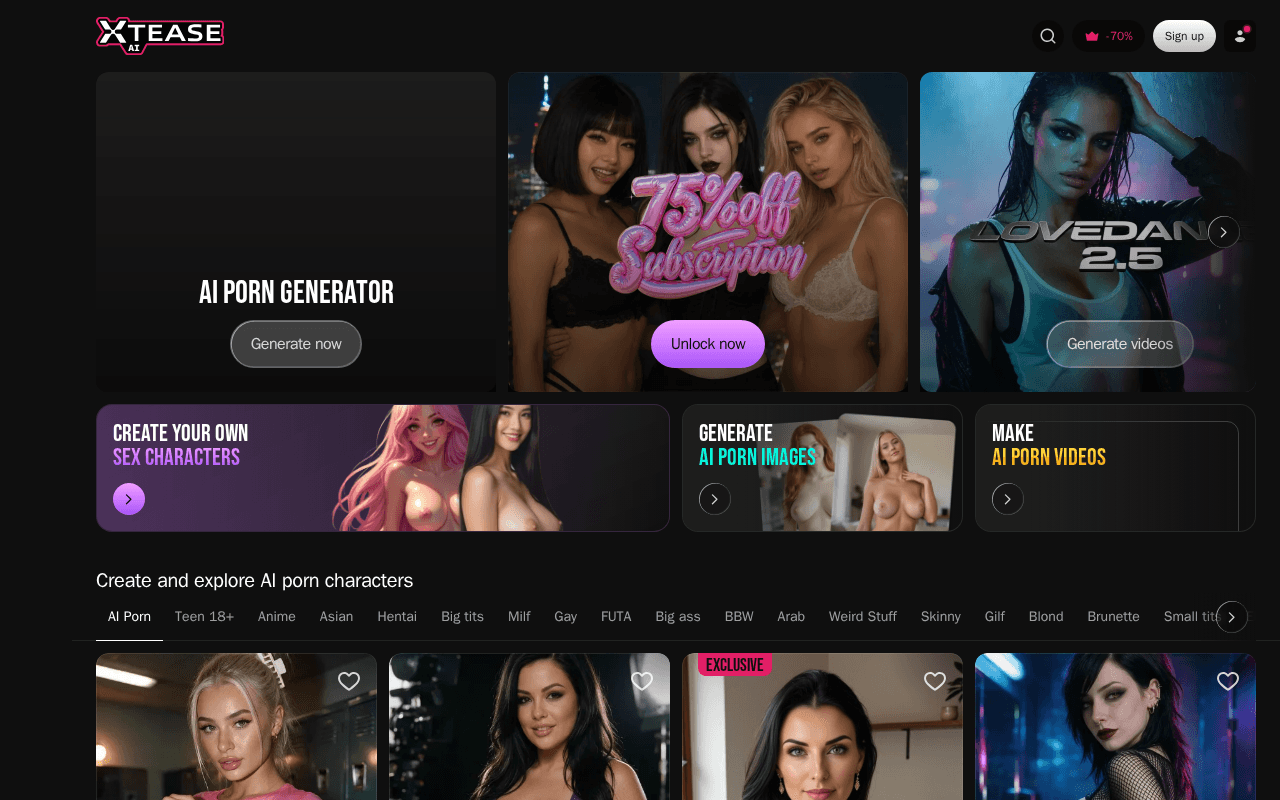 Screenshot of xtease.ai