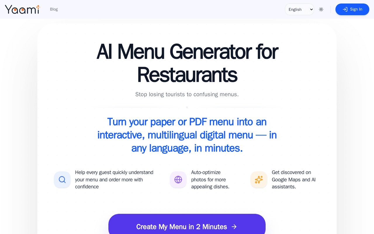 Screenshot of yaami.ai