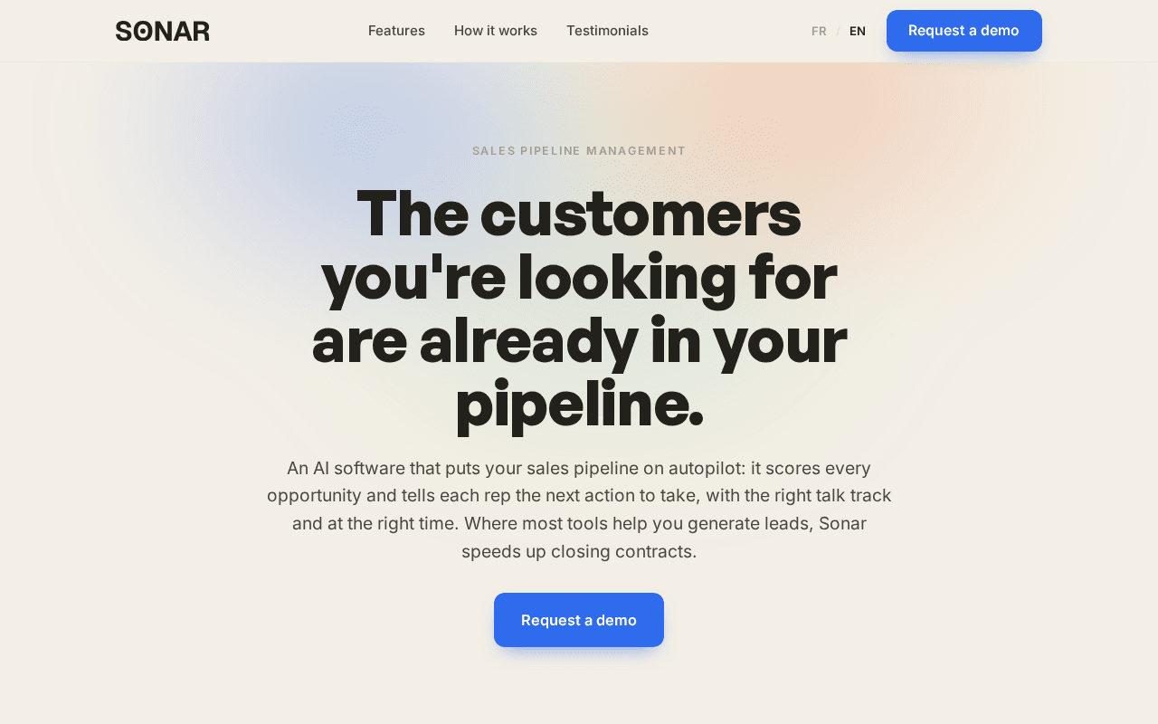 Screenshot of yoursonar.ai