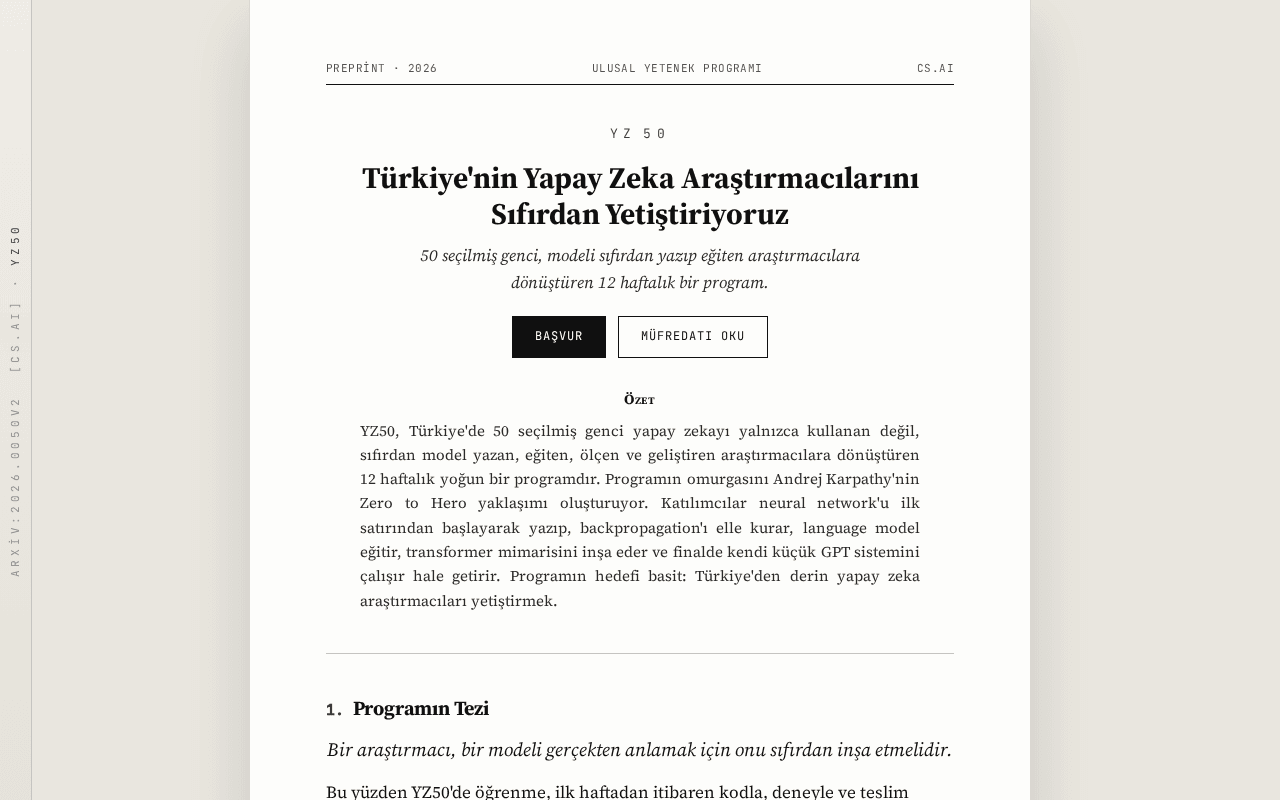 Screenshot of yz50.ai