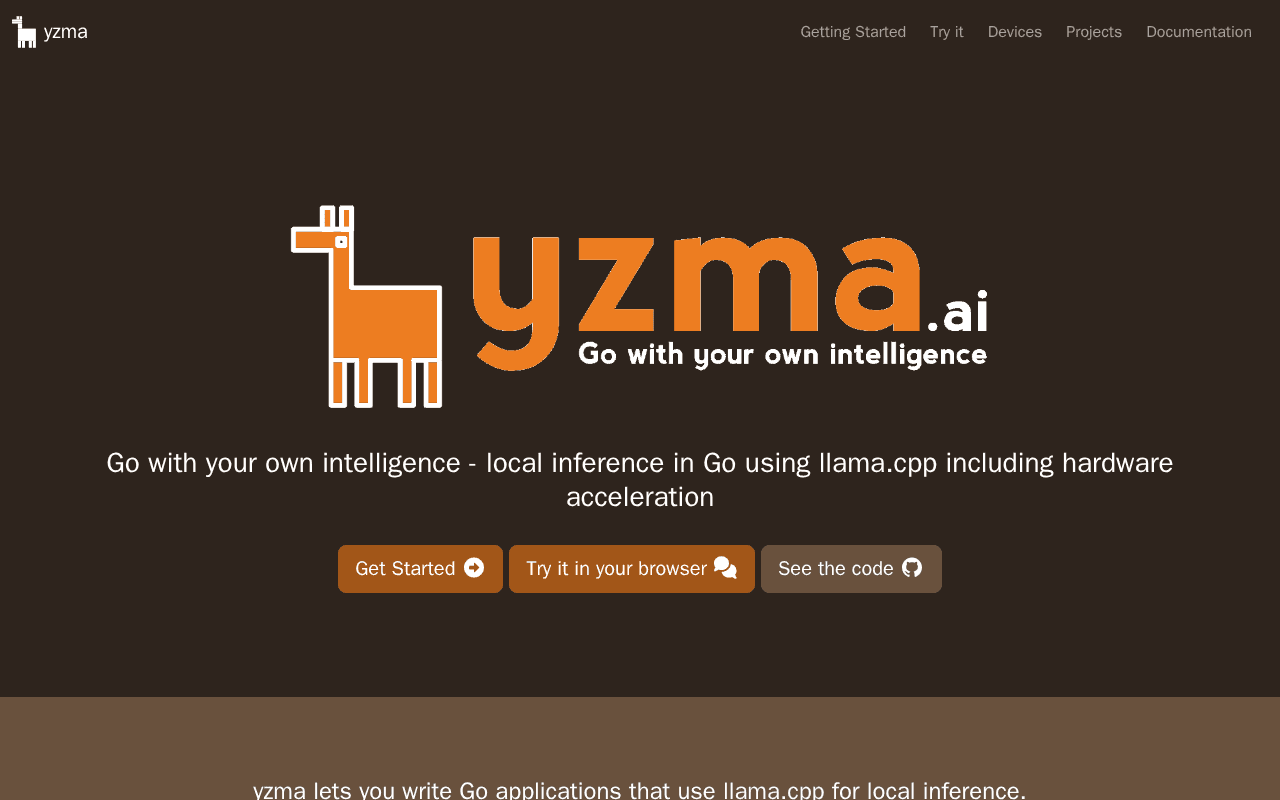 Screenshot of yzma.ai