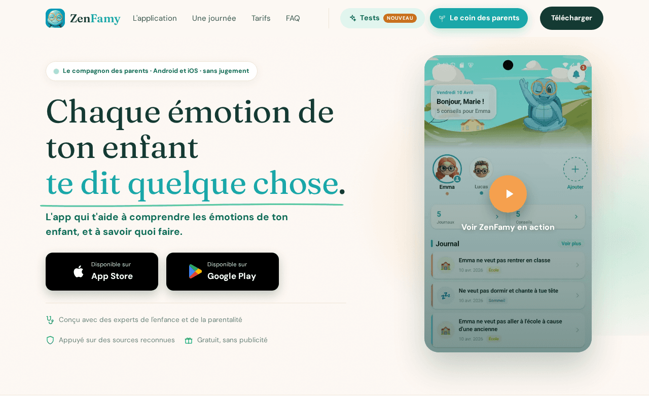 Screenshot of zenfamy.ai