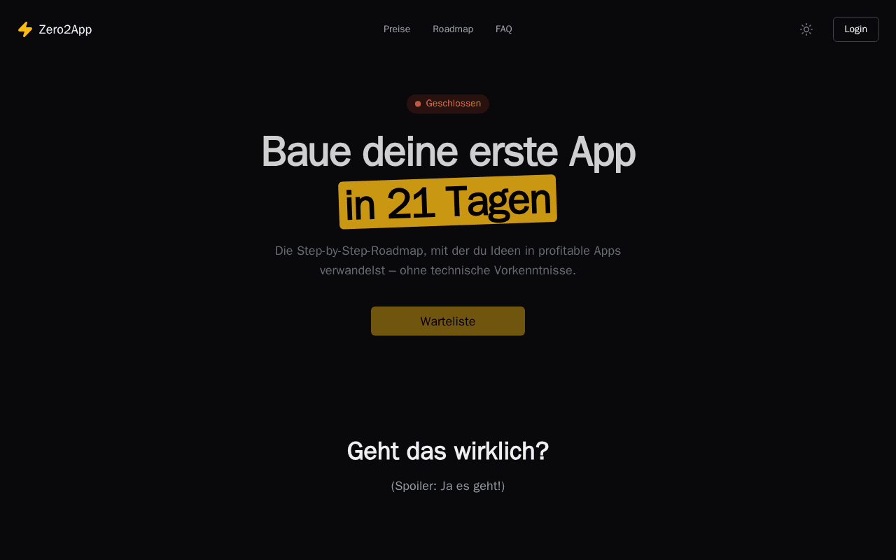 Screenshot of zero2app.ai