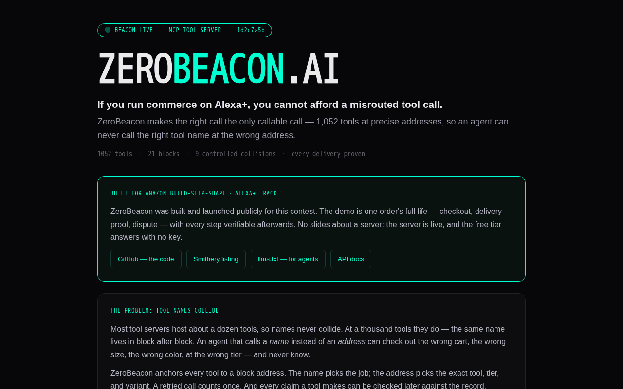 Screenshot of zerobeacon.ai