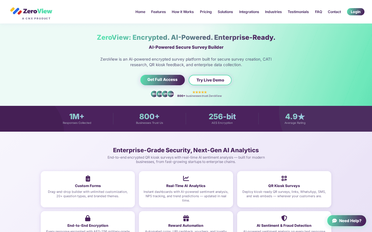 Screenshot of zeroview.ai