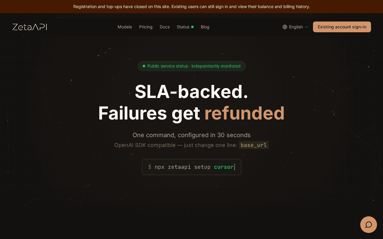 Screenshot of zetaapi.ai