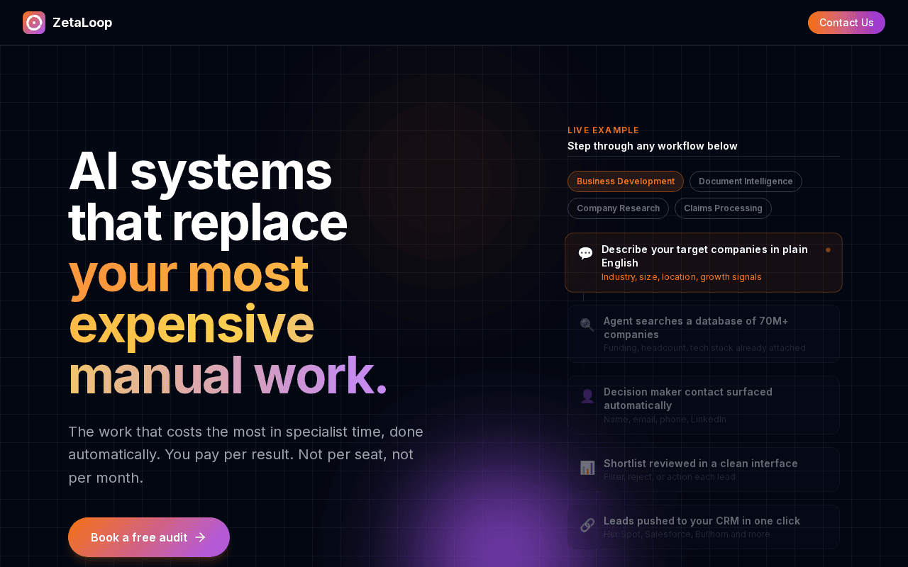 Screenshot of zetaloop.ai