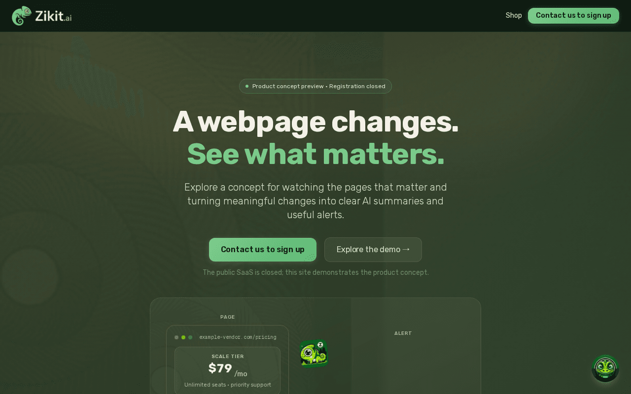 Screenshot of zikit.ai