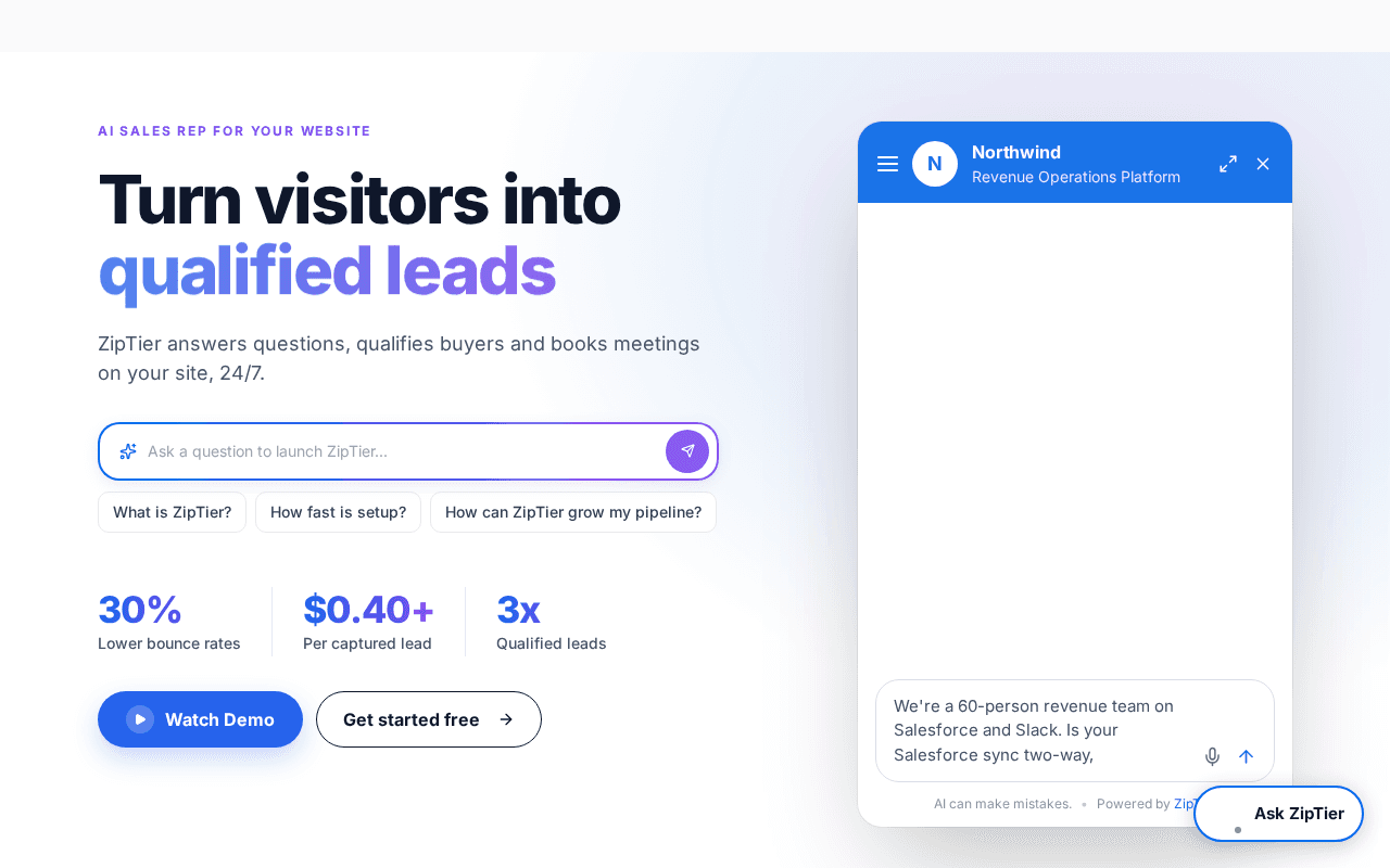Screenshot of ziptier.ai