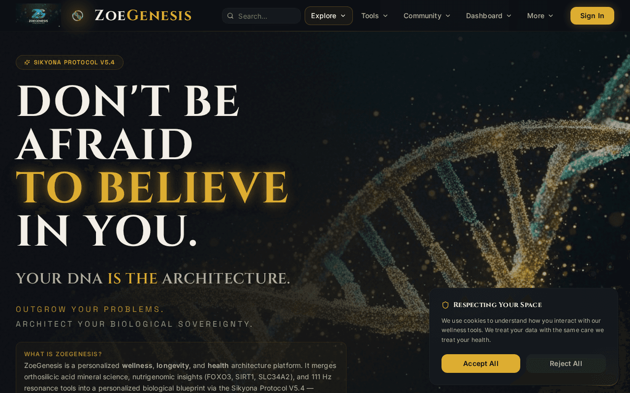 Screenshot of zoegenesis.ai