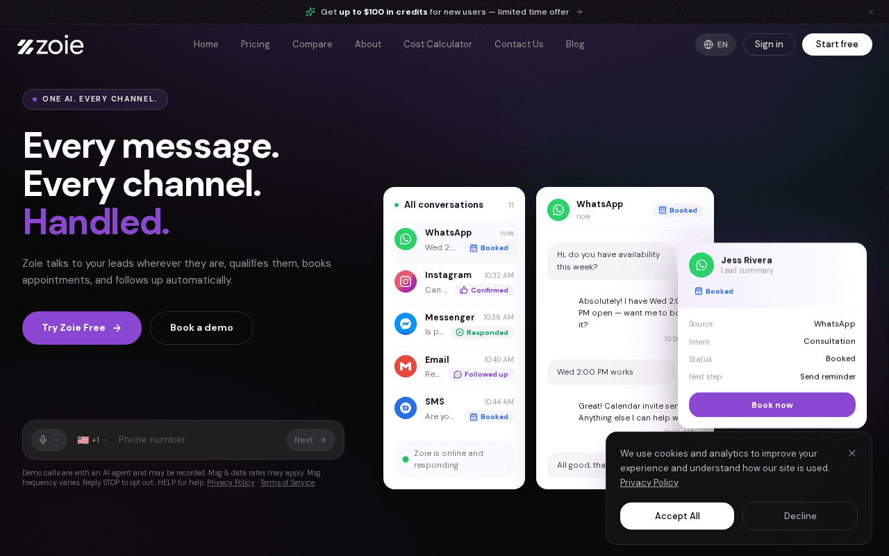 Screenshot of zoie.ai