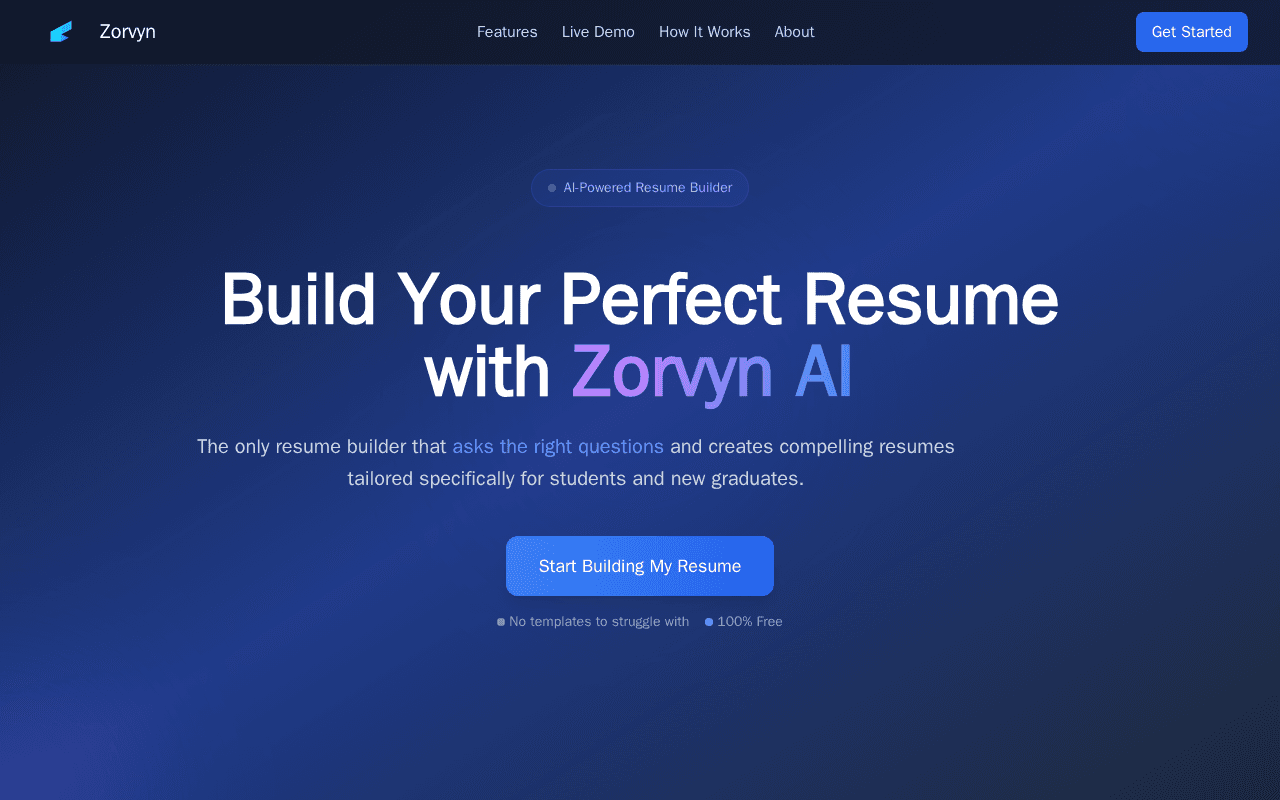 Screenshot of zorvyn.ai