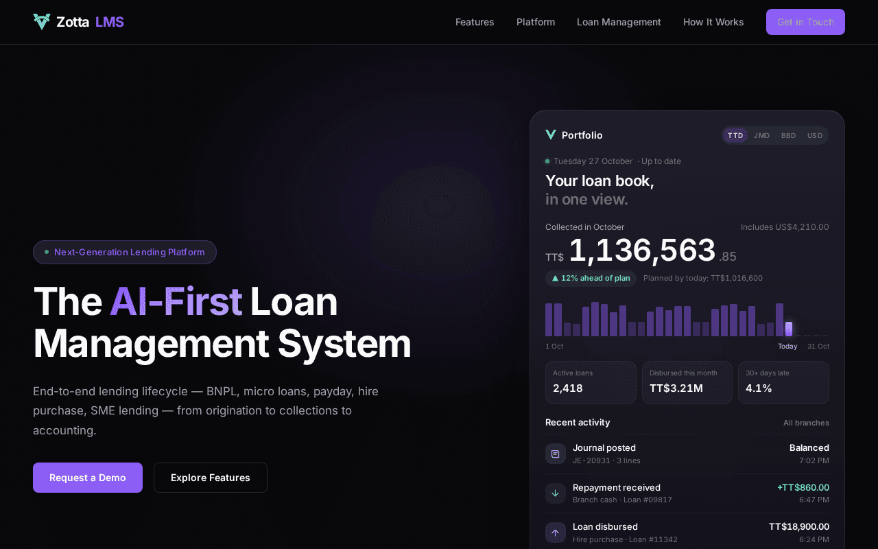 Screenshot of zotta.ai