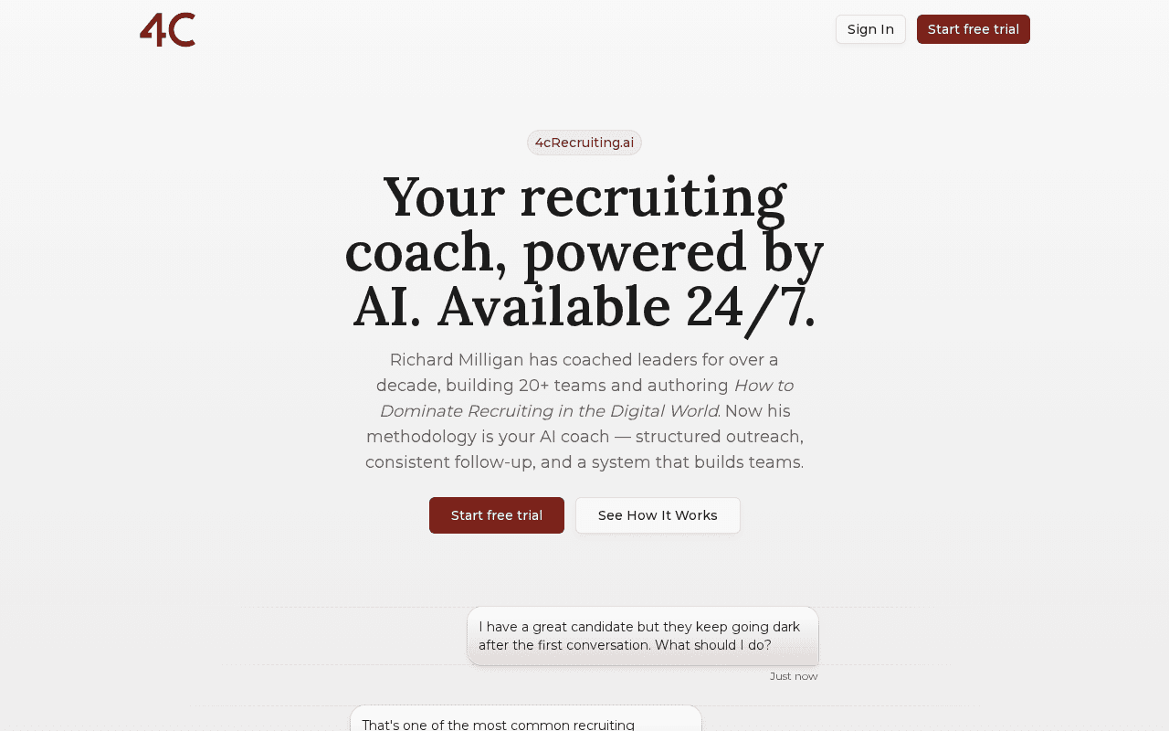 Screenshot of 4crecruiting.ai