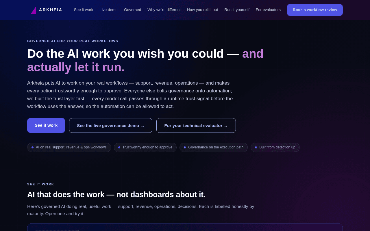 Screenshot of arkheia.ai