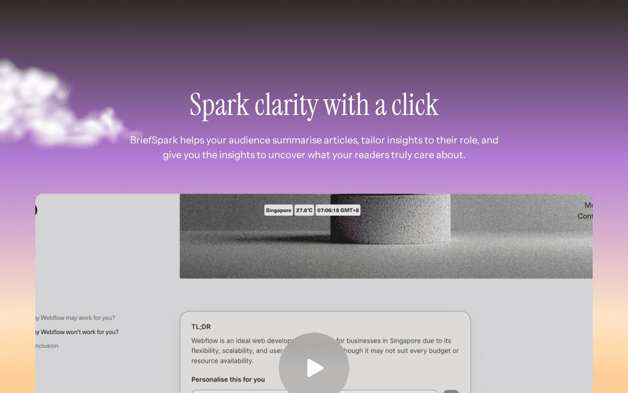Screenshot of briefspark.ai