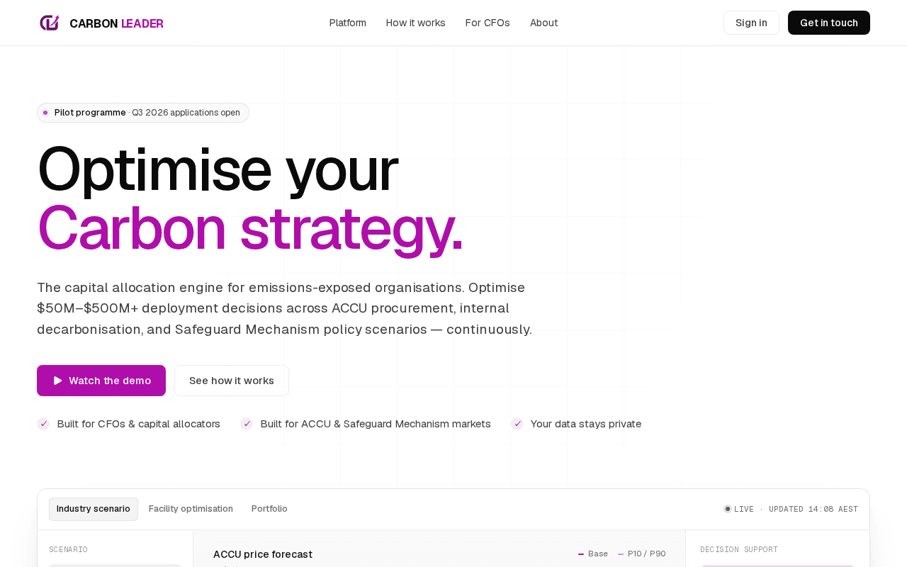 Screenshot of carbonleader.ai