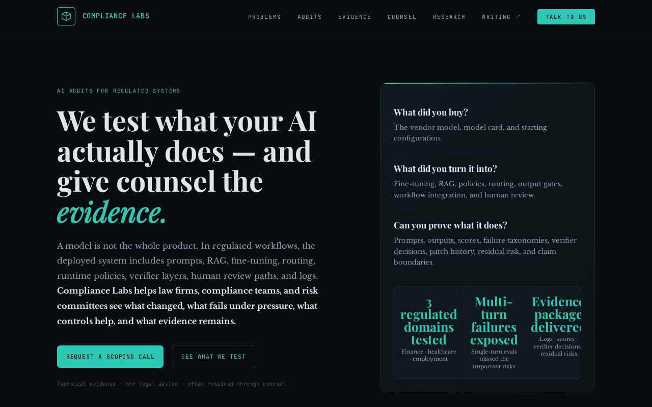 Screenshot of compliance-labs.ai