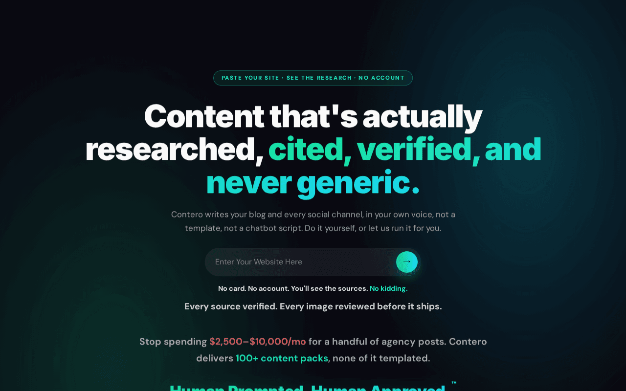 Screenshot of contero.ai