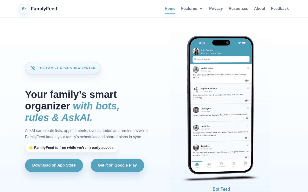 Screenshot of familyfeed.ai