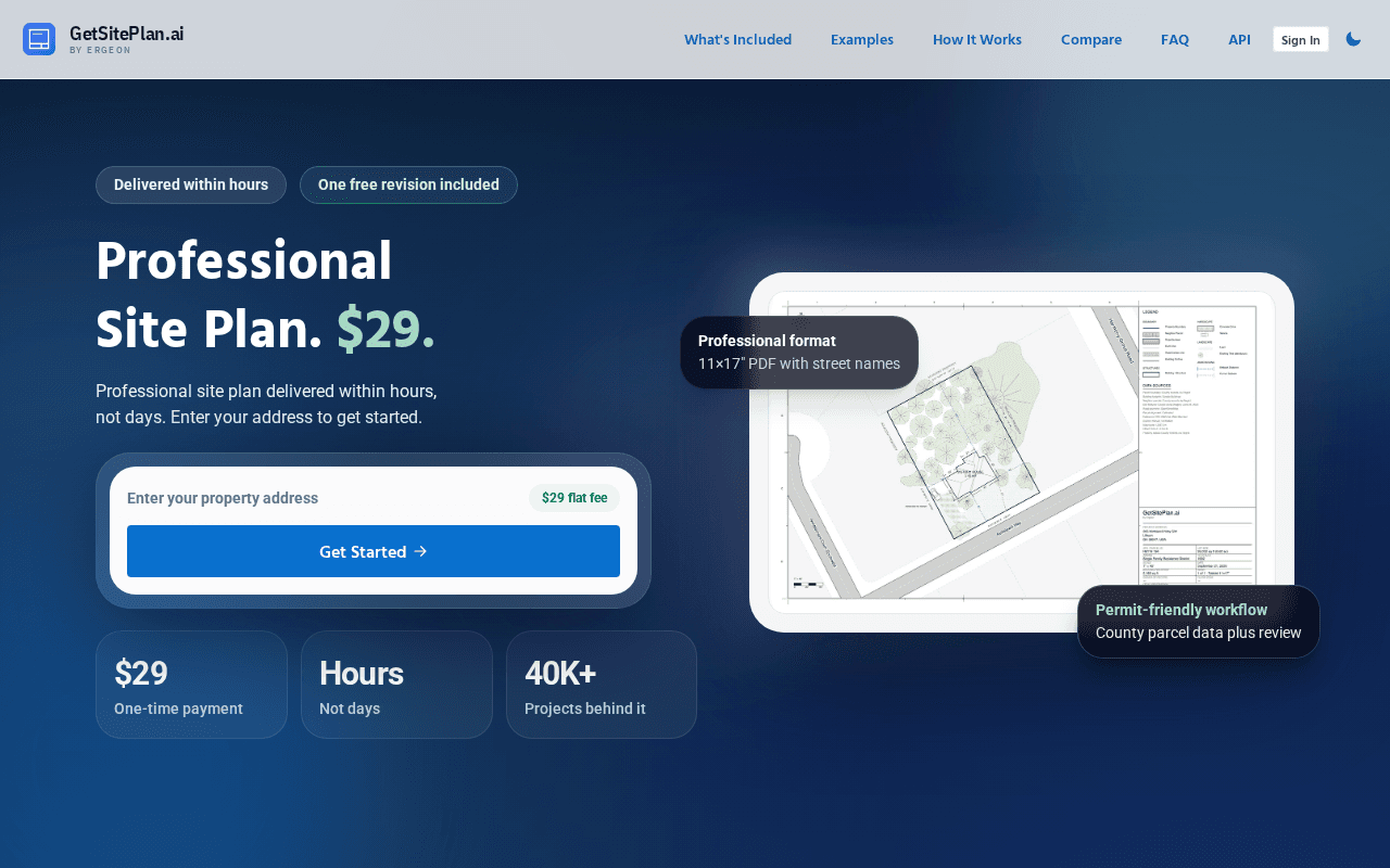 Screenshot of getsiteplan.ai