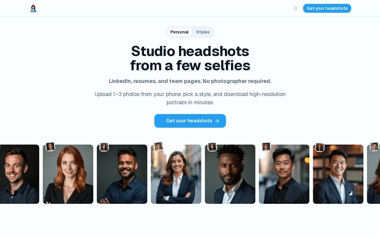 Screenshot of headshot-generator.ai