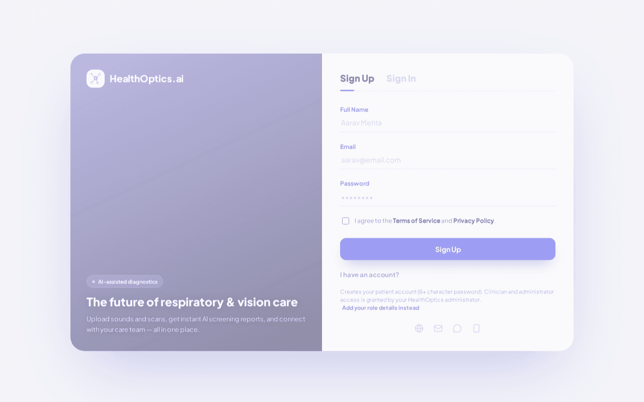 Screenshot of healthoptics.ai