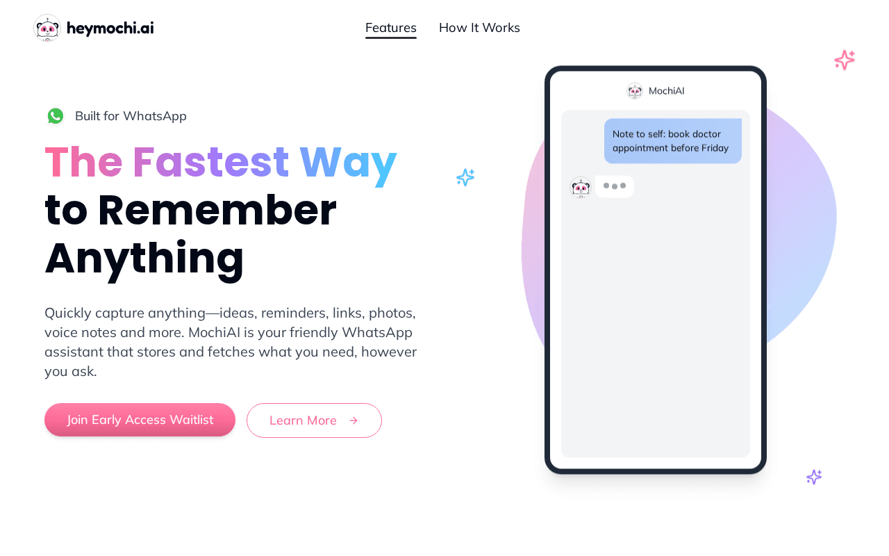 Screenshot of heymochi.ai