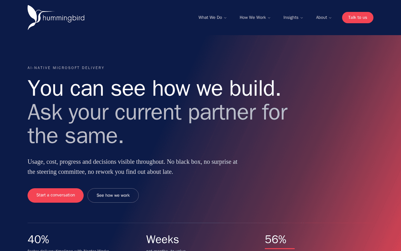 Screenshot of hummingbirdworks.ai