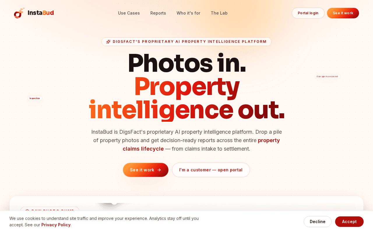 Screenshot of instabud.ai