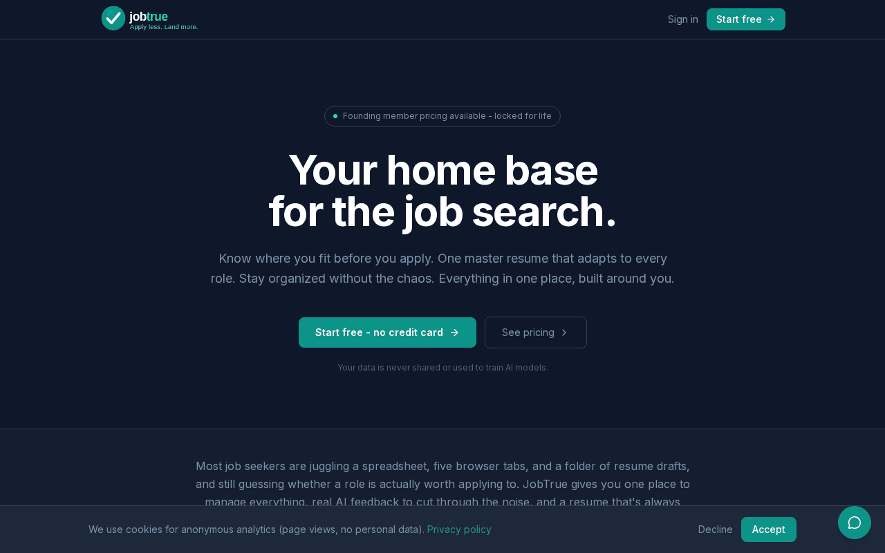 Screenshot of jobtrue.ai